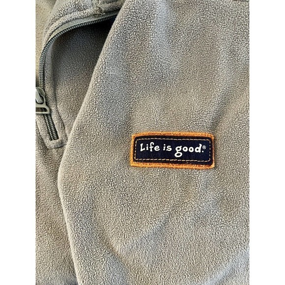 Life is Good Unisex Gray/Green 1/4 Zip Logo Fleece Poly Pullover Size M EUC - Picture 7 of 9